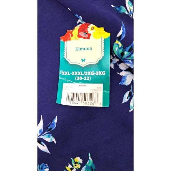 Pioneer Woman Floral Kimono Jacket XXL XXXL Sharkbite Duster Blue Boho 2X 3X New - Picture 4 of 10
